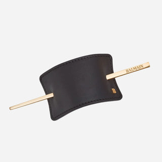 Balmain Hair Couture Hair Barrette Black Leather - Hårpynt