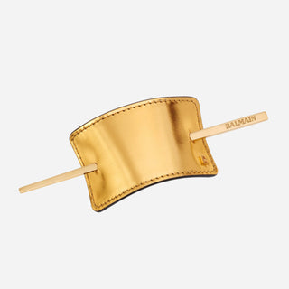 Balmain Hair Couture Hair Barrette Leather Gold - Hårpynt