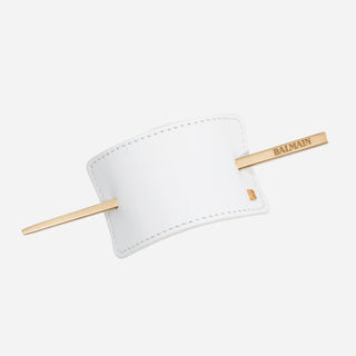 Balmain Hair Couture Hair Barrette Leather White - Hårpynt